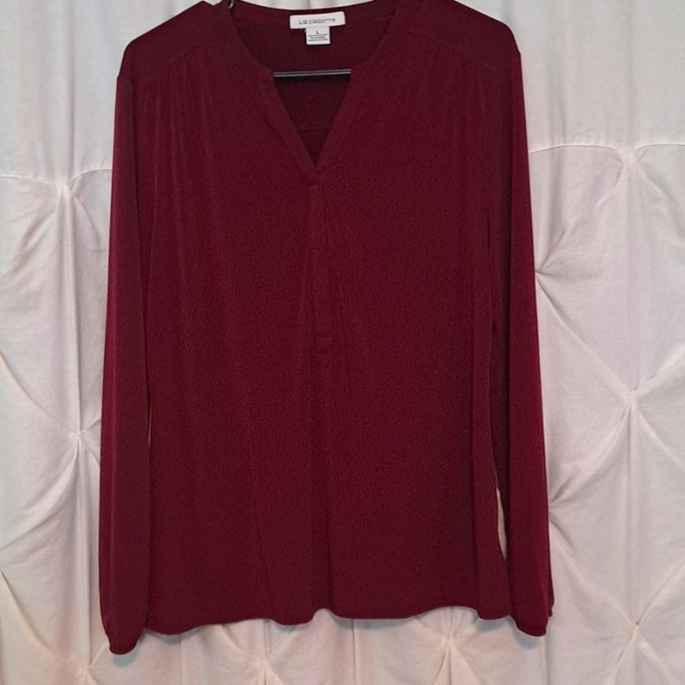 Liz Claiborne burgundy long sleeve blouse